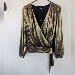 INC International Concepts Gold Wrap Top